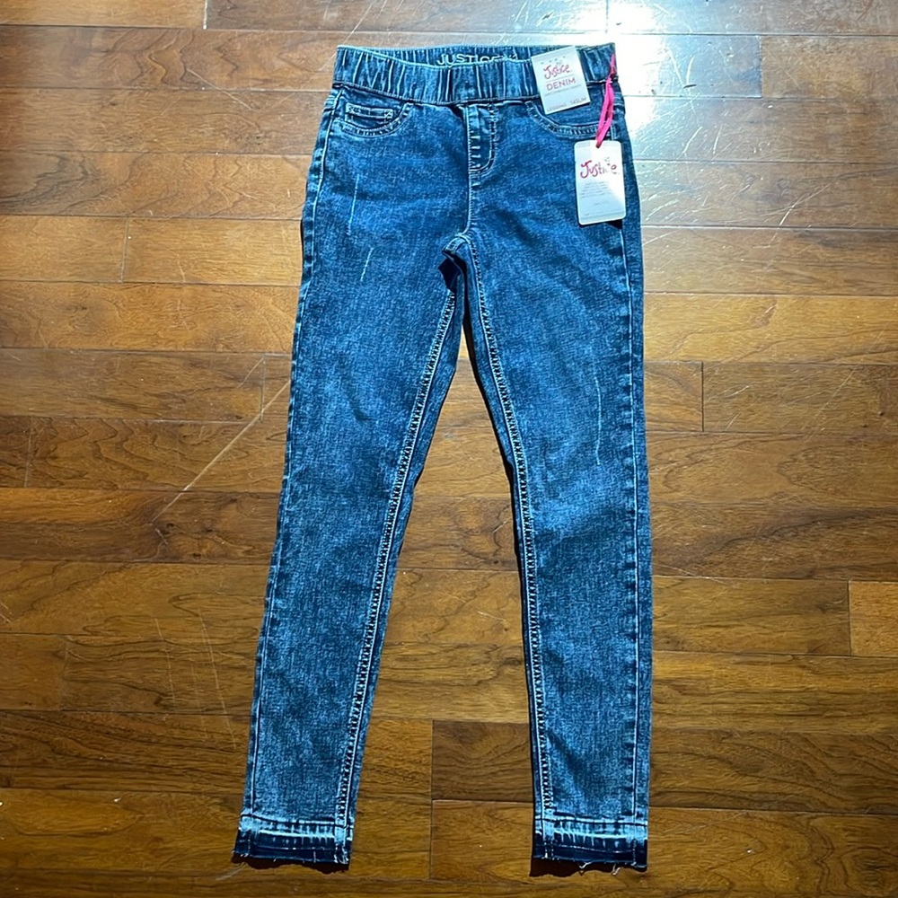 Justice Pull-On Destroyed Stretch Jeggings in Medium Dark Wash